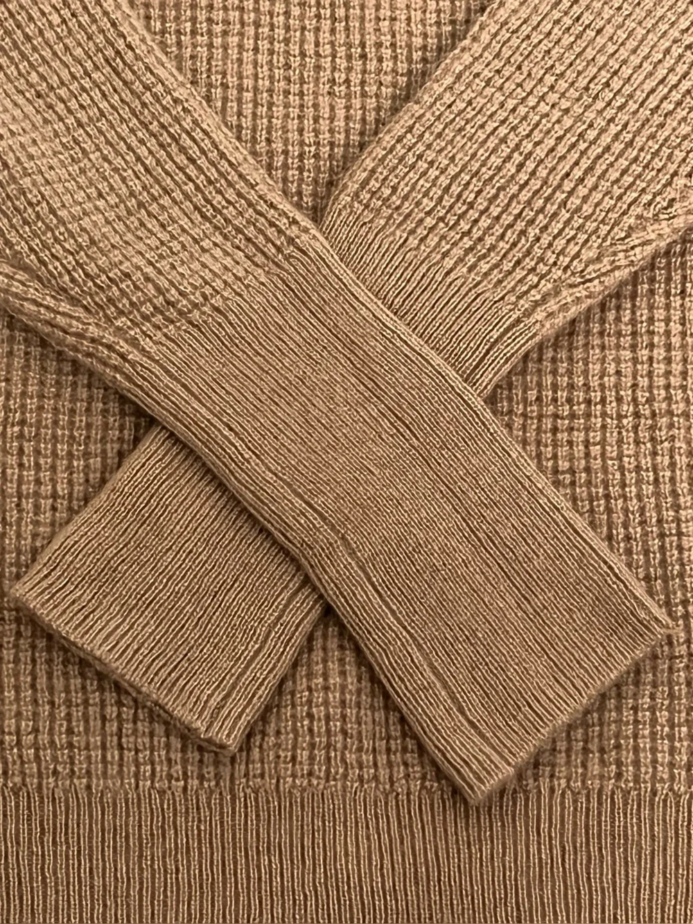 J. Crew 100% Cashmere Camel Waffle-Knit Crewneck Sweater size XS preppy academia